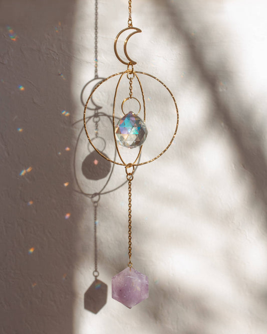 NEW ✨ Golden Moon Amethyst Sun Catcher