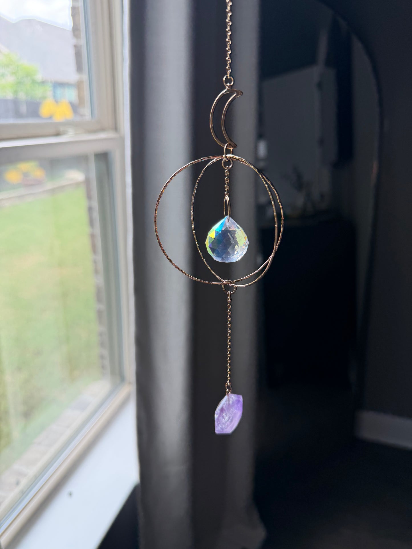 NEW ✨ Golden Moon Amethyst Sun Catcher