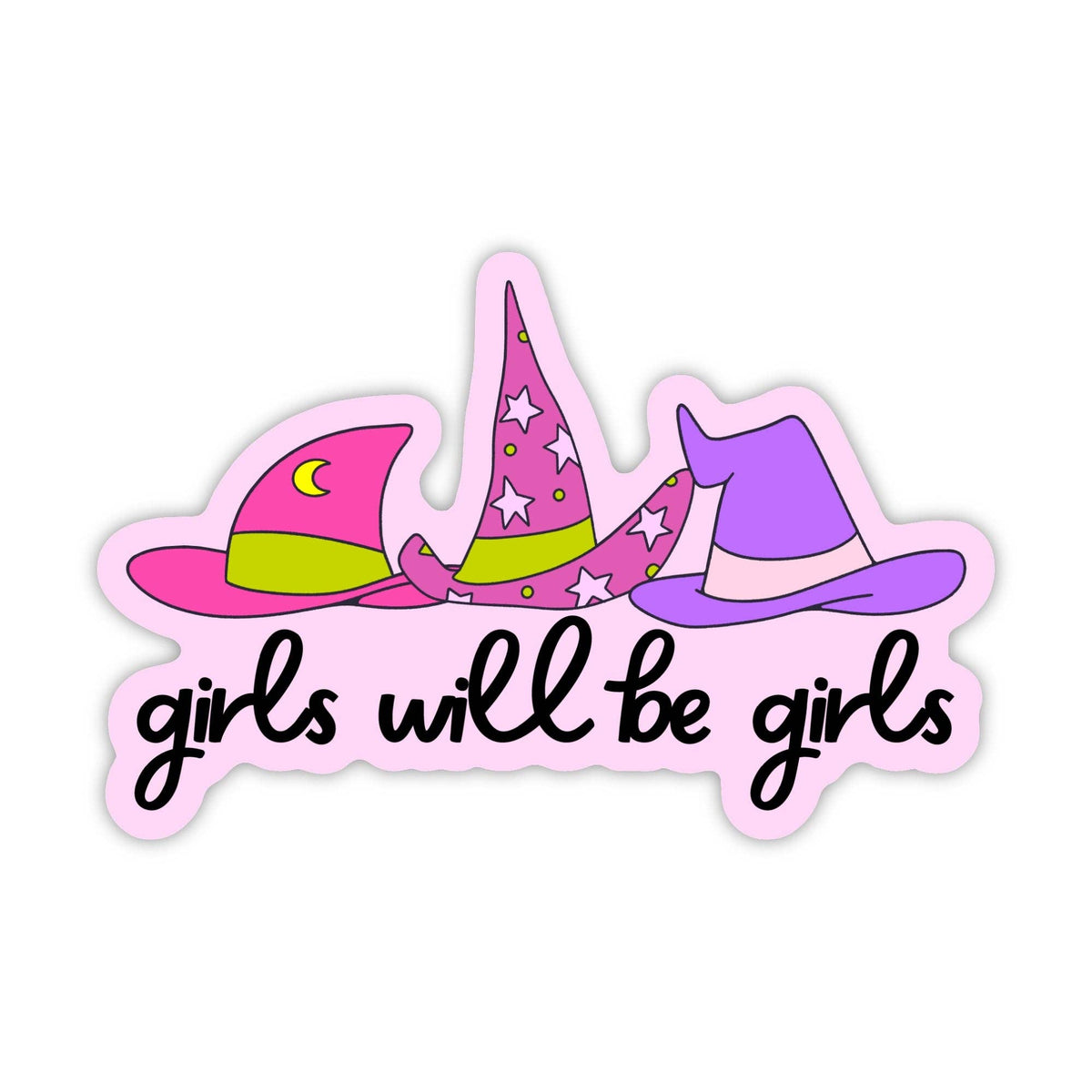 "Girls will be girls" Witchy Hat Sticker